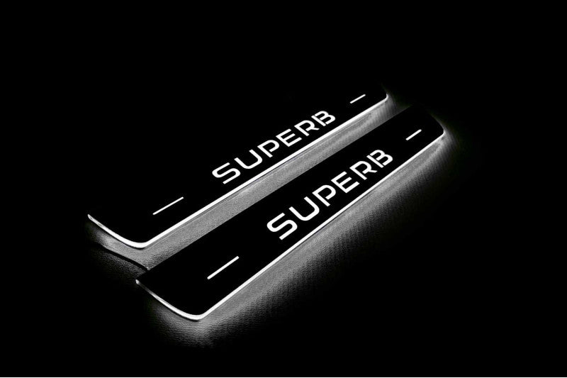 Skoda SuperB III 2015-2023 Door Sill Led Plate With Logo SuperB Skoda Led Door Sills opdesign