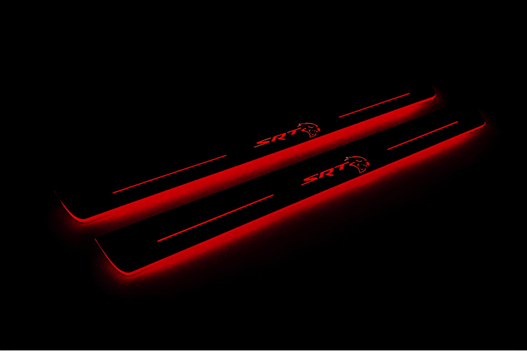 Chrysler 300C II 2011+ Door Sill Led Plate With SRT HELLCAT Logo Chrysler Led Door Sills opdesign