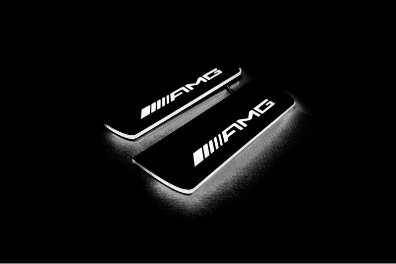 Mercedes E W213 2016-2023 Auto Door Sills With Logo AMG Mercedes Led Door Sills opdesign