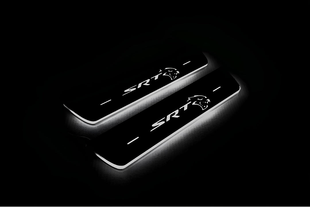 Chrysler 300C II 2011+ Door Sill Led Plate With SRT HELLCAT Logo Chrysler Led Door Sills opdesign