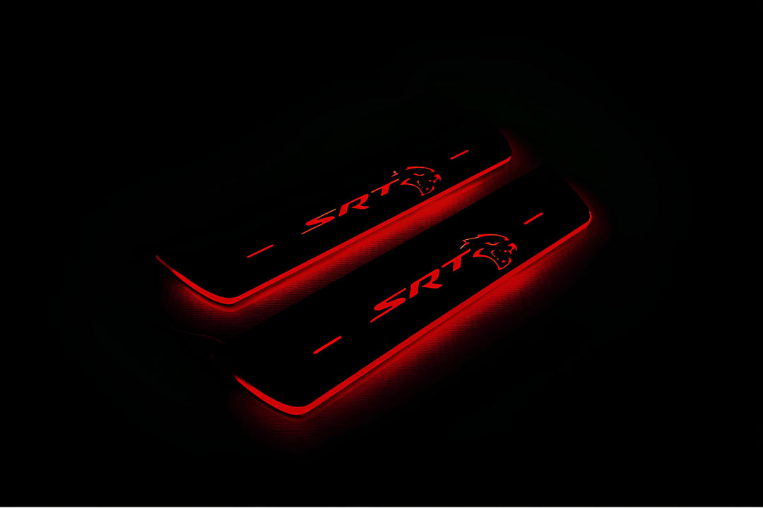 Chrysler 300C II 2011+ Door Sill Led Plate With SRT HELLCAT Logo Chrysler Led Door Sills opdesign