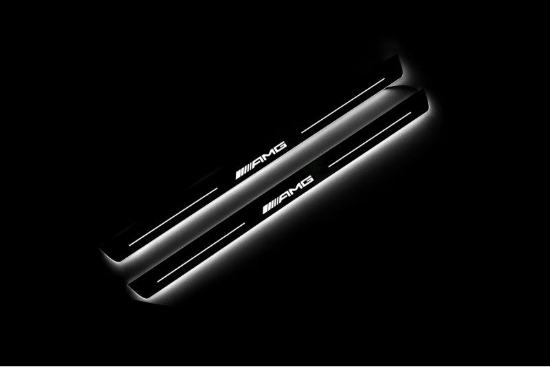 Mercedes C W205 Coupe 2014-2021 Door Sill Led Plate With AMG Logo Mercedes Led Door Sills opdesign