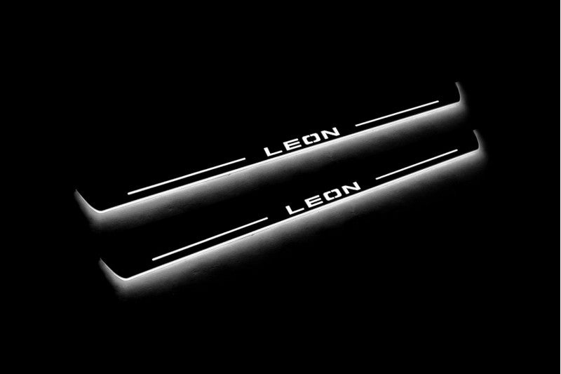 Seat Leon III 2013-2020 Auto Door Sill Plates With Logo Leon Seat Led Door Sills opdesign