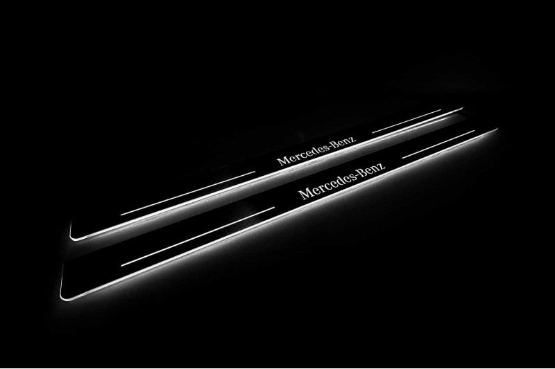 Mercedes CLK W209 2001-2009 Door Sill Led Plate With Mercedes-Benz Logo Mercedes Led Door Sills opdesign