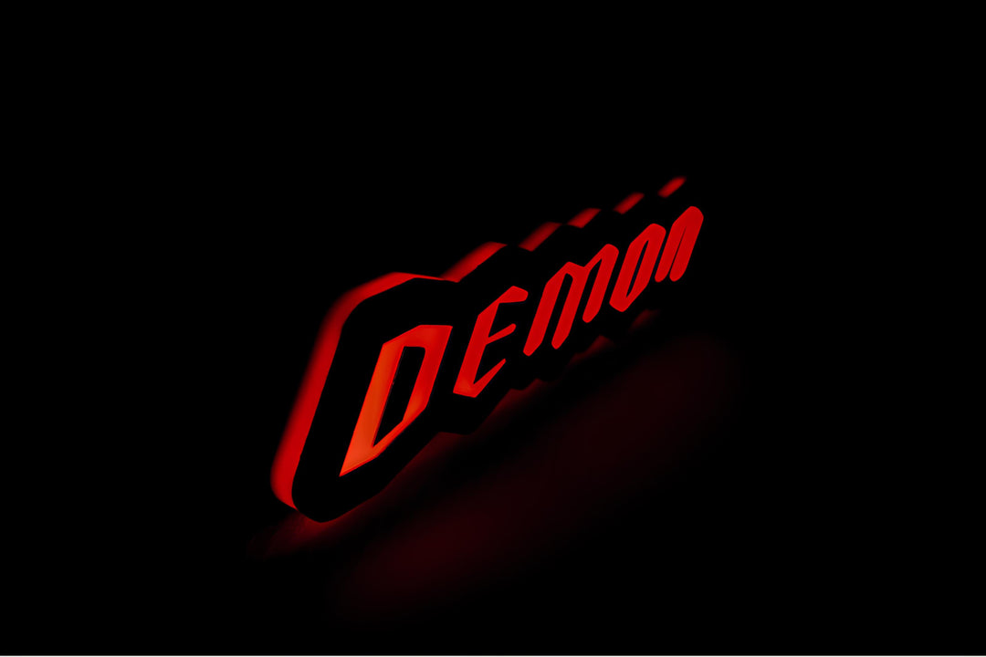 Dodge Illuminated LED Radiator Grille Emblems and Badges with Demon (type 2) logo Dodge Led emblems decoinfabric