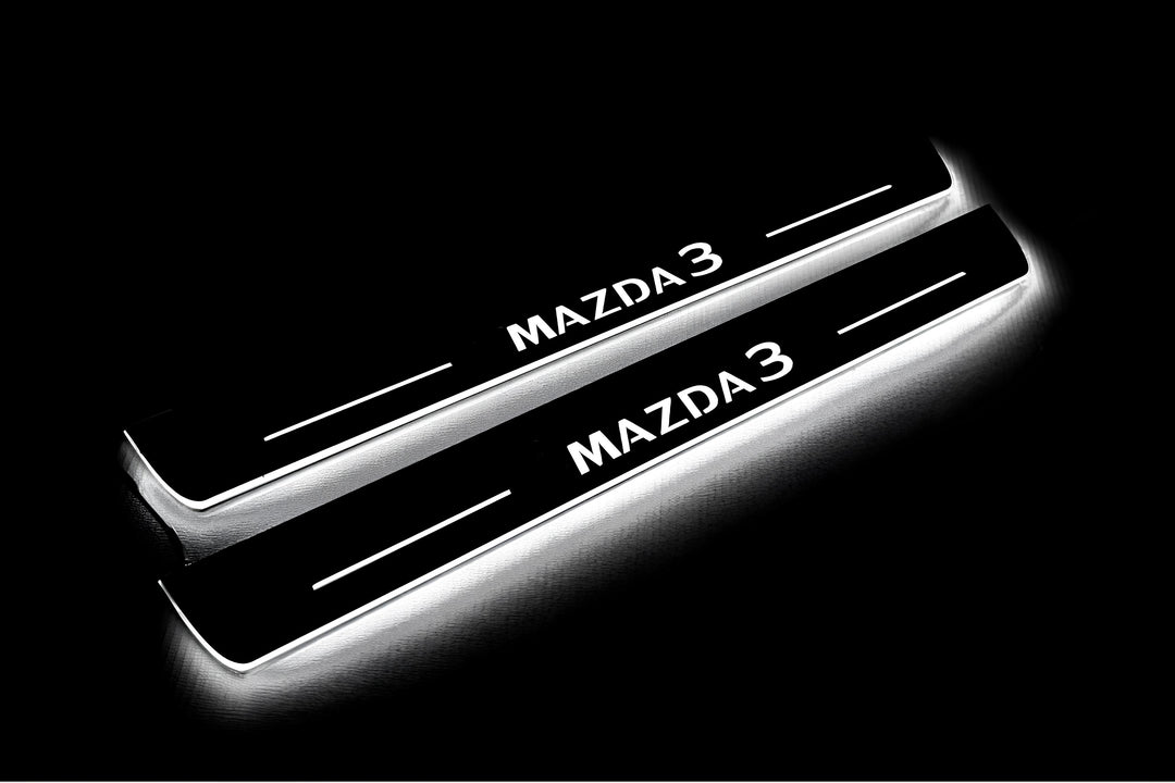 Mazda 3 IV 2019+ Car Door Sill With Logo Mazda 3 Mazda Led Door Sills opdesign