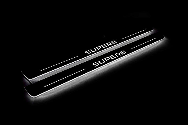 Skoda SuperB III 2015-2023 Door Sill Led Plate With Logo SuperB Skoda Led Door Sills opdesign