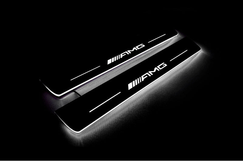 Mercedes E W213 2016-2023 Auto Door Sills With Logo AMG Mercedes Led Door Sills opdesign