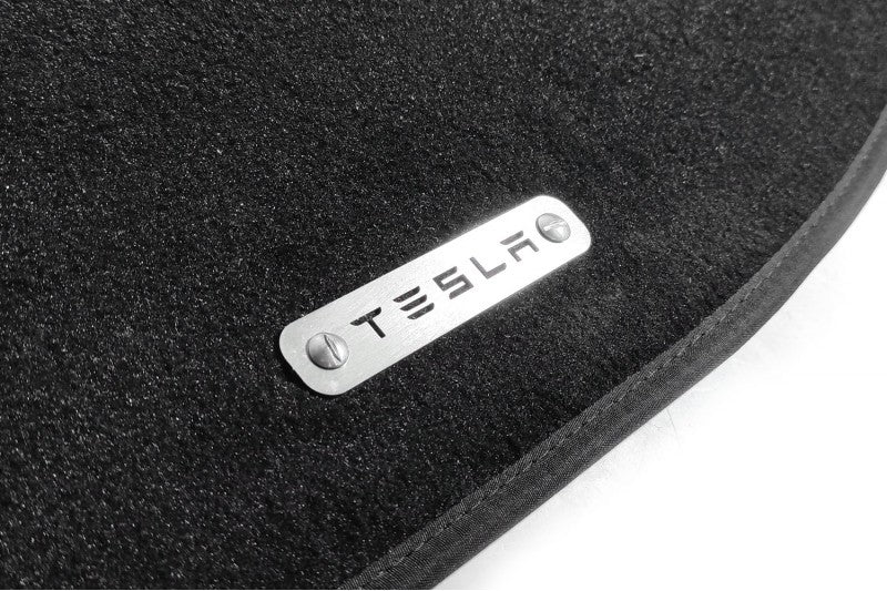Stainless Steel Floor Mats Emblems Set Badges with Tesla Logo Car Mats Badges Decoin