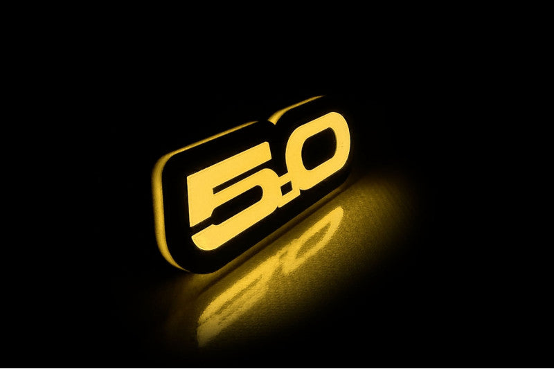 Ford Illuminated LED Radiator Grille Emblems and Badges with Mustang 5.0 (type 1) logo Ford Led Emblems decoinfabric