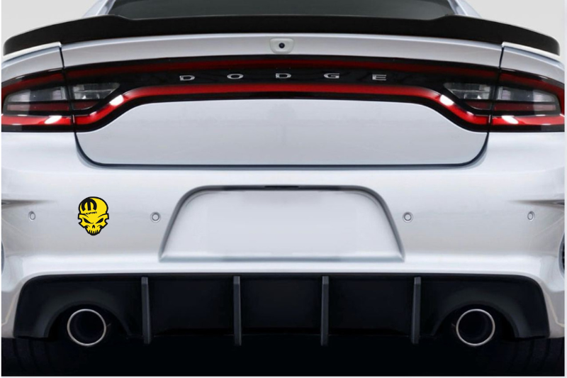 Dodge tailgate trunk rear emblem with MOPAR SKULL logo (Type 9) Dodge emblems decoinfabric