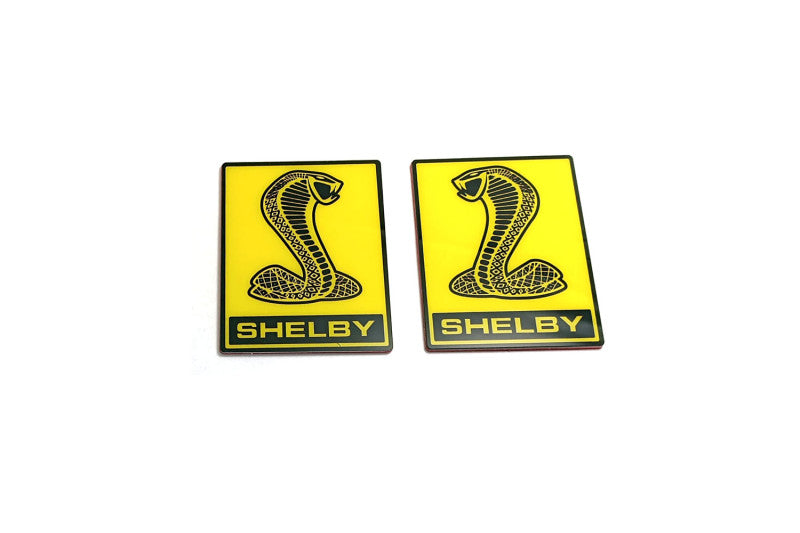 Ford Mustang emblem for fenders with Snake Shelby logo Ford emblems decoinfabric BLACK YELLOW
