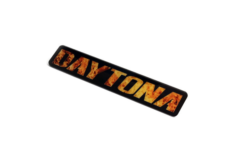 Dodge Challenger trunk rear emblem between tail lights with Daytona Fire logo