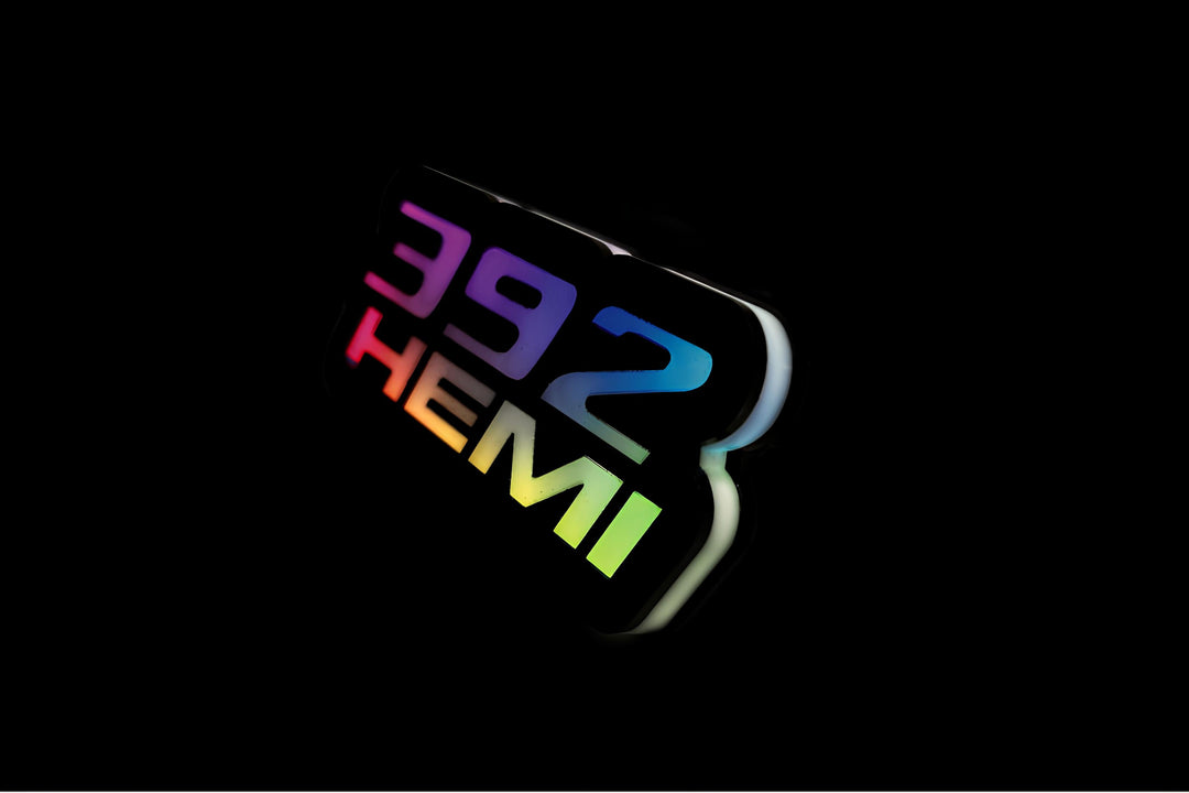 Chrysler Illuminated LED Radiator Grille Emblems and Badges with 392 Hemi logo (type 1) Chrysler Led Emblems decoinfabric
