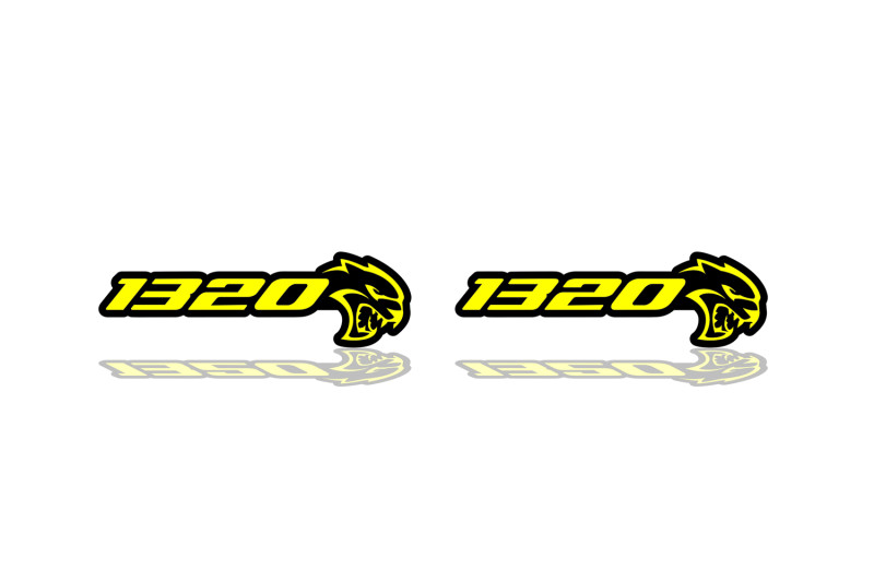 DODGE emblem for fenders with 1320 Hellcat logo Dodge emblems decoinfabric BLACK YELLOW