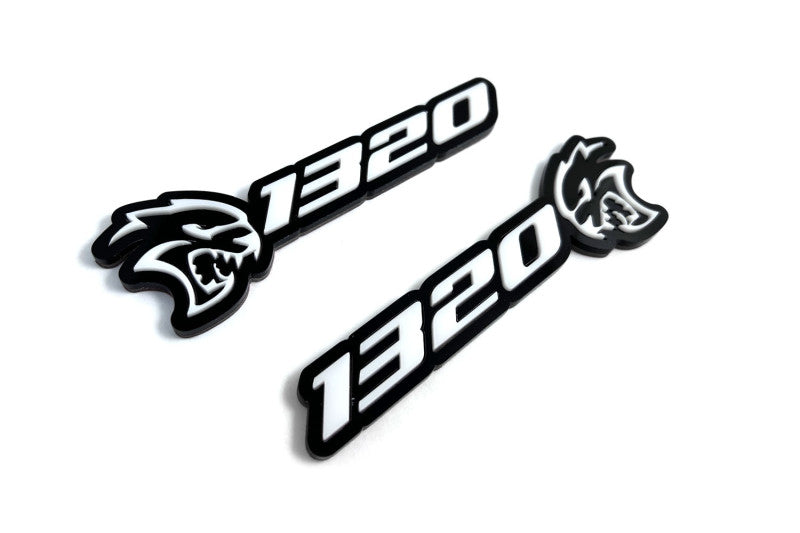 Dodge Emblem & Badges set with 1320 Hellcat logo Dodge emblems decoinfabric BLACK WHITE