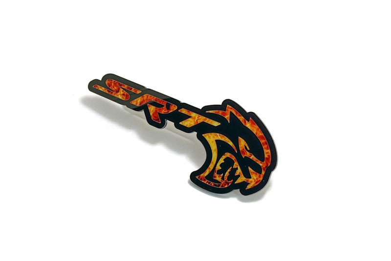 Dodge Emblem & Badges set with SRT Hellcat Fire logo Dodge emblems decoinfabric BLACK FRAME+FIRE LOGO