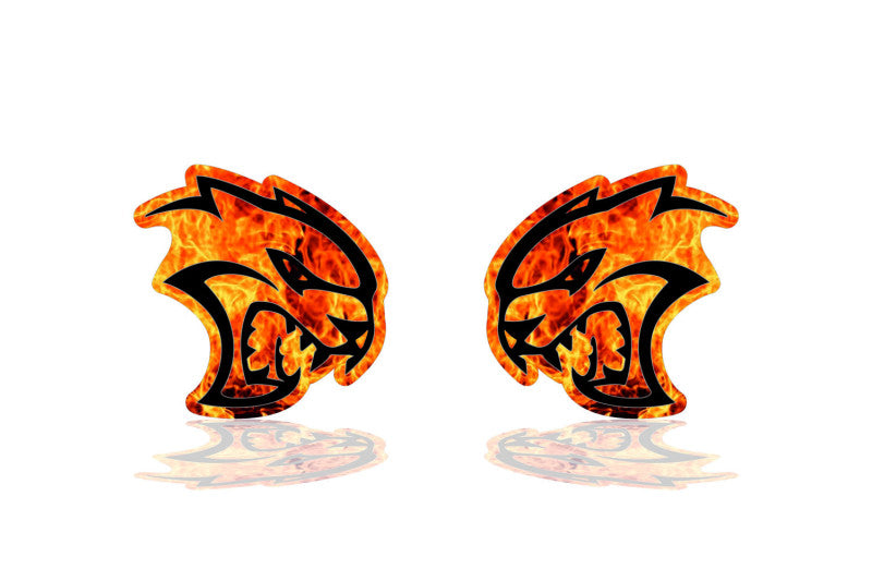 Chrysler emblem for fenders with Hellcat Fire logo Chrysler emblems decoinfabric