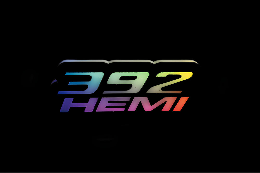 Chrysler Illuminated LED Radiator Grille Emblems and Badges with 392 Hemi logo (type 1) Chrysler Led Emblems decoinfabric