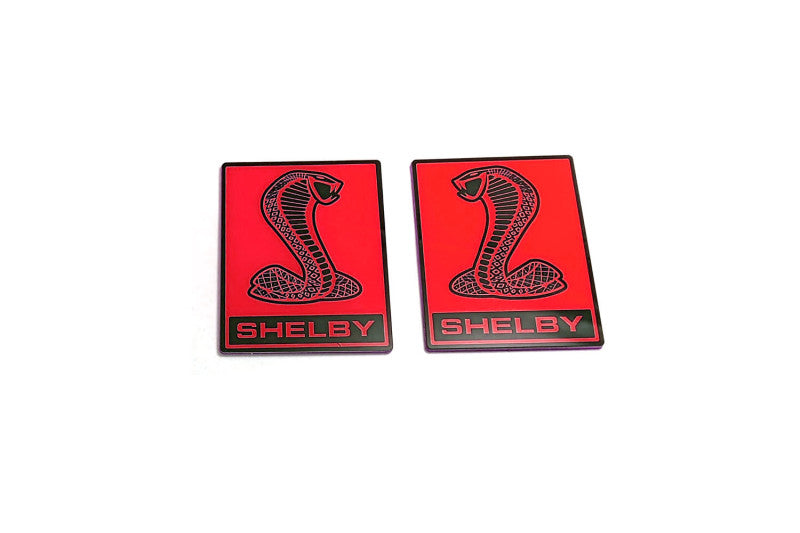 Ford Mustang emblem for fenders with Snake Shelby logo Ford emblems decoinfabric BLACK RED