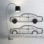 Metal Car Wall art Decor Mercedes S-Class C126 Coupe (type SIDE) Mercedes Wall Art Decoin Fabric