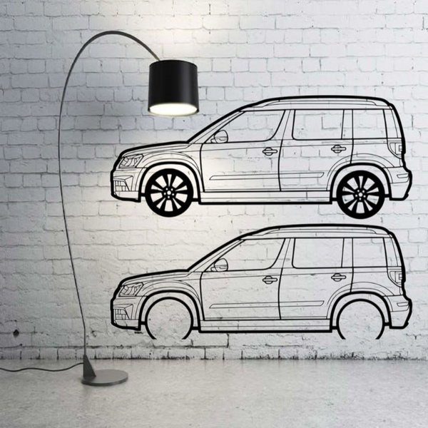 Metal Car Wall art Decor Skoda Yeti 2013-2017 (type SIDE)