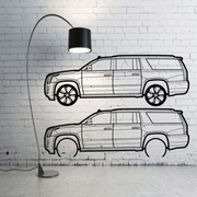 Metal Car Wall art Decor Cadillac Escalade IV 2014-2020 (type SIDE) Cadillac Wall Art Decoin Fabric