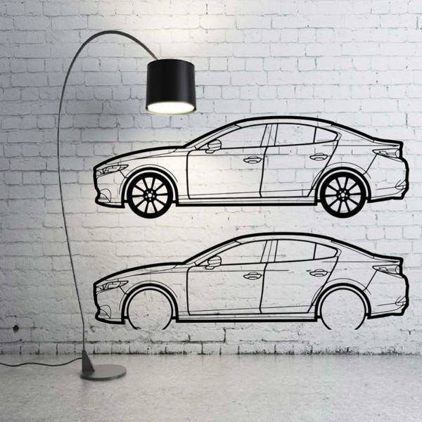 Metal Car Wall art Decor Mazda 3 IV 4D 2019+ (type SIDE)