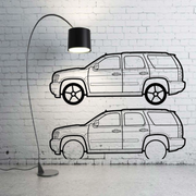 Metal Car Wall art Decor Chevrolet Tahoe III 2007-2014 (type SIDE) Chevrolet Wall Art Decoin Fabric