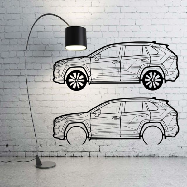 Metal Car Wall art Decor Toyota Rav4 V 2019+ (type SIDE)