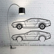 Metal Car Wall art Decor DeLorean DMC-12 1981-1983 (type SIDE) DeLorean Wall Art Decoin Fabric