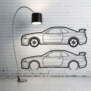Metal Car Wall art Decor Nissan Skyline R34 2D 1998-2002 (type SIDE) Nissan Wall Art Decoin Fabric