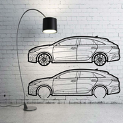 Metal Car Wall art Decor KIA ProCeed III 2018+ (type SIDE) KIA Wall Art Decoin Fabric