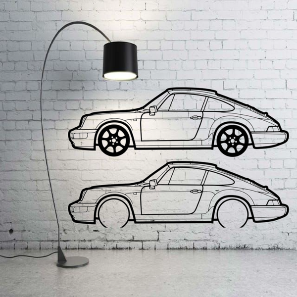 Metal Car Wall art Decor Porsche 911 (964) 1989-1993 (type SIDE)