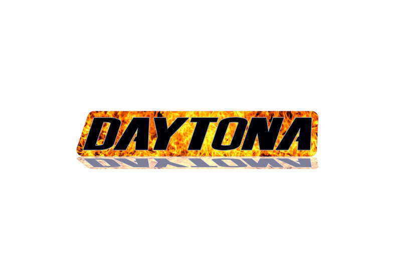 Dodge Challenger trunk rear emblem between tail lights with Daytona Fire logo