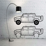 Metal Car Wall art Decor Hummer H2 SUT 2002-2009 (type SIDE) Hummer Wall Art Decoin Fabric