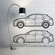 Metal Car Wall art Decor Porsche Macan I 2014-2024 (type SIDE) Porsche Wall Art Decoin Fabric