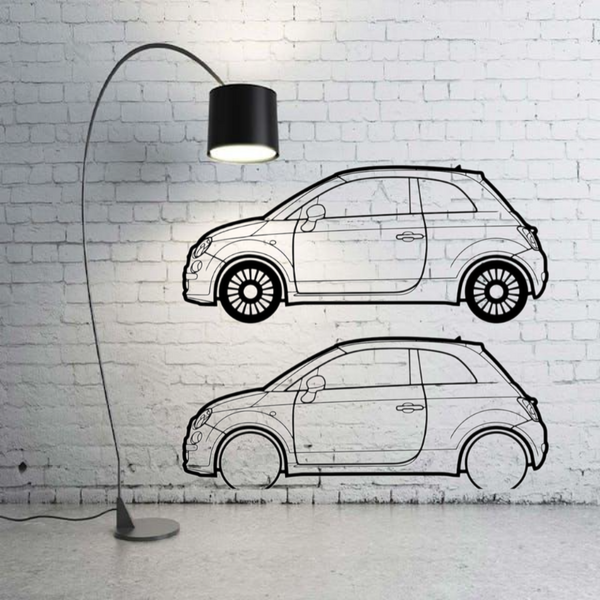 Metal Car Wall art Decor Fiat 500 2007+ (type SIDE)