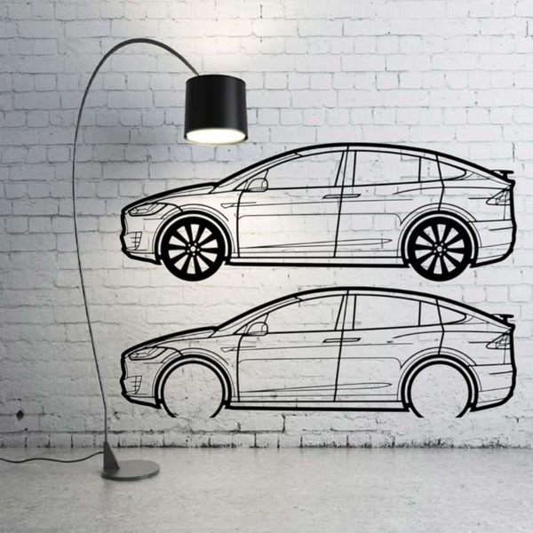 Metal Car Wall art Decor Tesla Model X 2015+ (type SIDE)