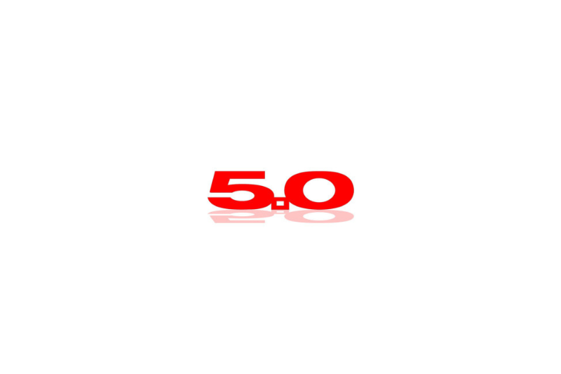 Ford tailgate trunk rear emblem with 5.0 logo (Type Mono) (type 2) Ford emblems decoinfabric RED