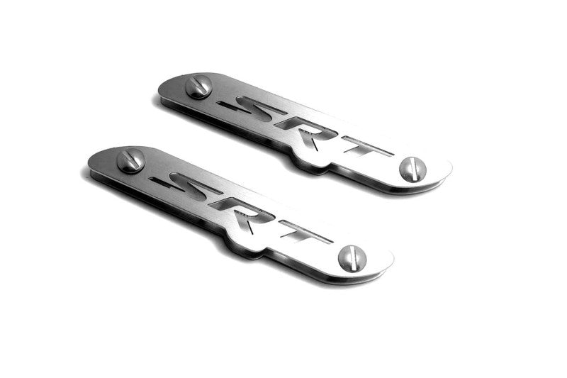 Stainless Steel Floor Mats Emblems Set Badges for Dodge with SRT Logo Car Mats Badges Decoin