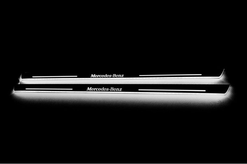 Mercedes V-Class W447 2014+ Door Sill Led Plate With Mercedes-Benz Logo Mercedes Led Door Sills opdesign