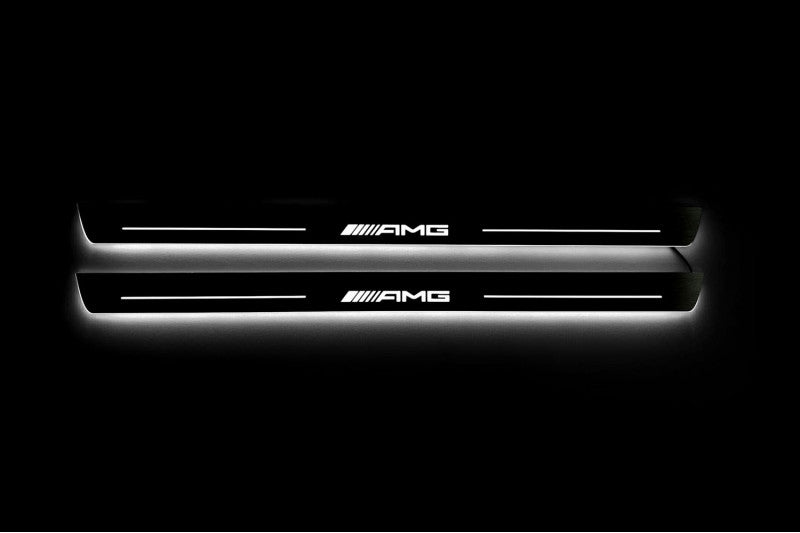 Mercedes E W213 Coupe 2016-2024 Door Sill Led Plate With AMG Logo Mercedes Led Door Sills opdesign