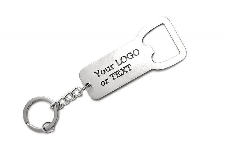 Keychain Bottle Opener with your logo or text - (type STEEL) Var. 2 Keychains opdesign