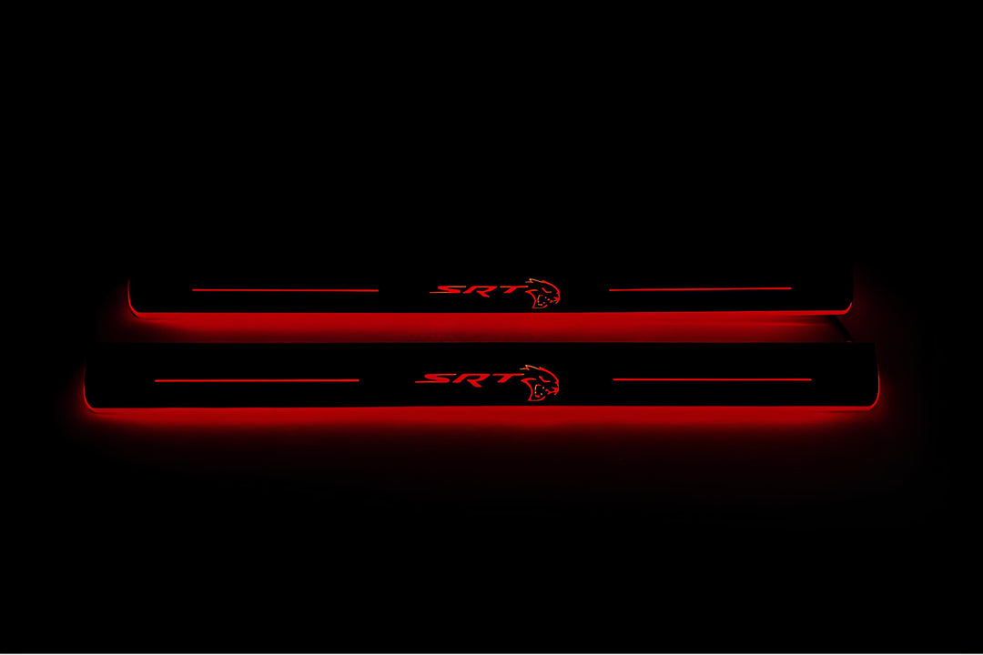 Chrysler 300C II 2011+ Door Sill Led Plate With SRT HELLCAT Logo Chrysler Led Door Sills opdesign