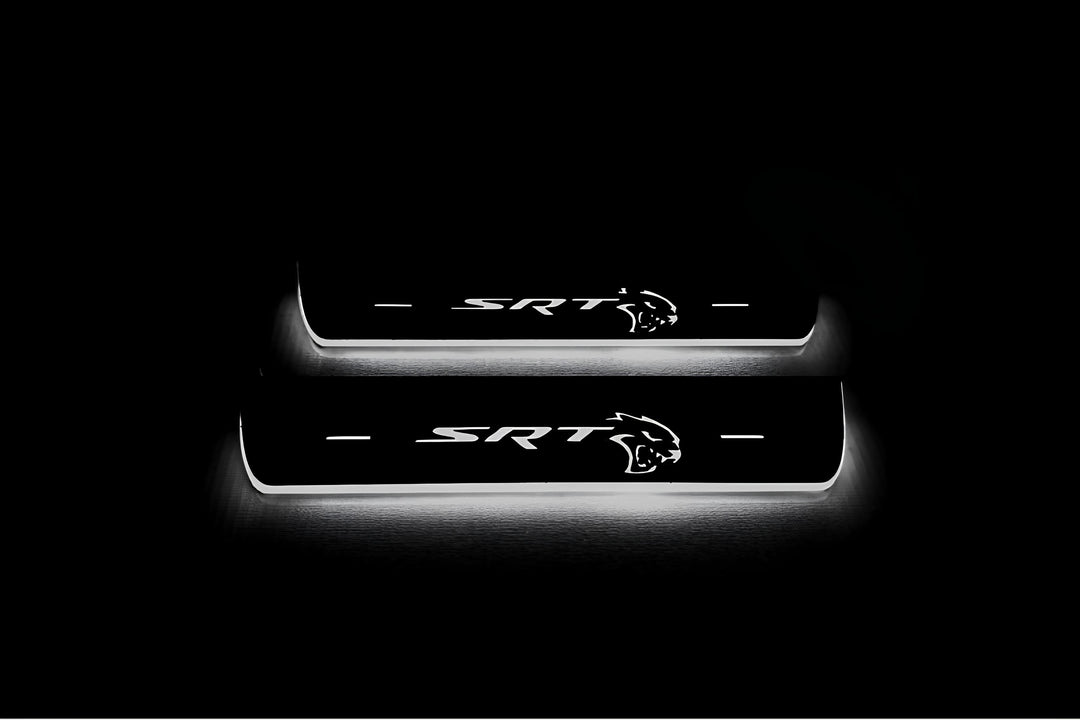 Chrysler 300C II 2011+ Door Sill Led Plate With SRT HELLCAT Logo Chrysler Led Door Sills opdesign