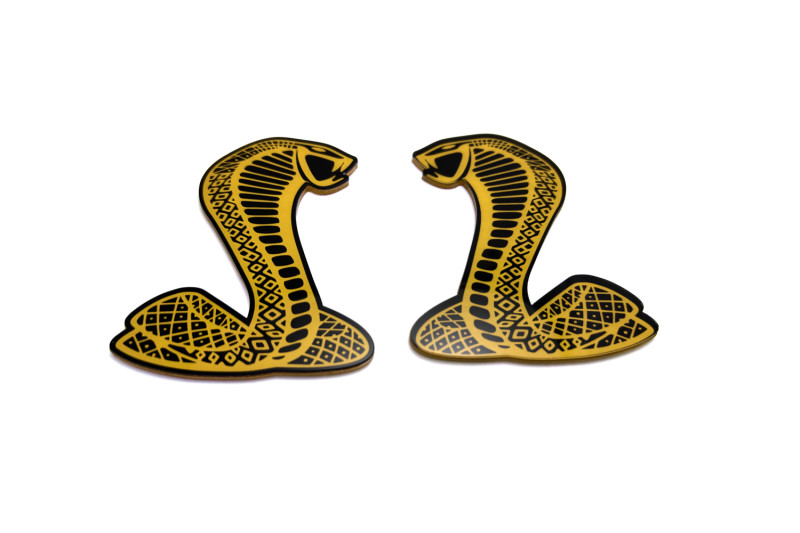 Ford emblem for fenders with Mustang Snake logo Ford emblems decoinfabric BLACK YELLOW
