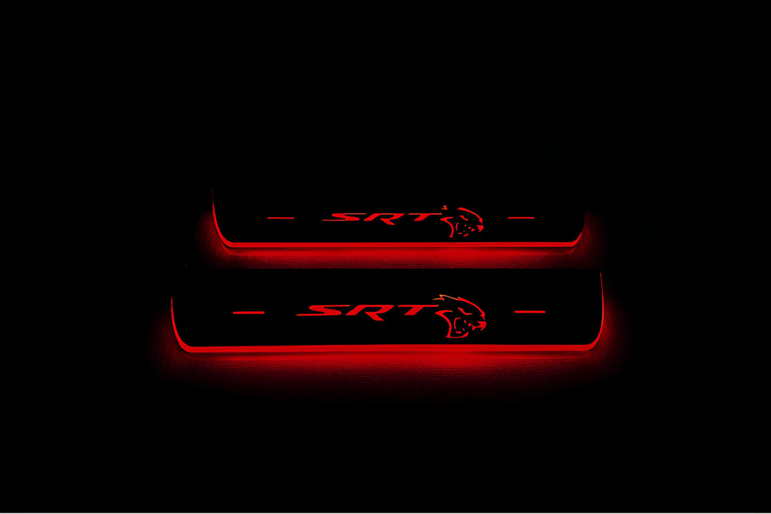 Chrysler 300C II 2011+ Door Sill Led Plate With SRT HELLCAT Logo Chrysler Led Door Sills opdesign