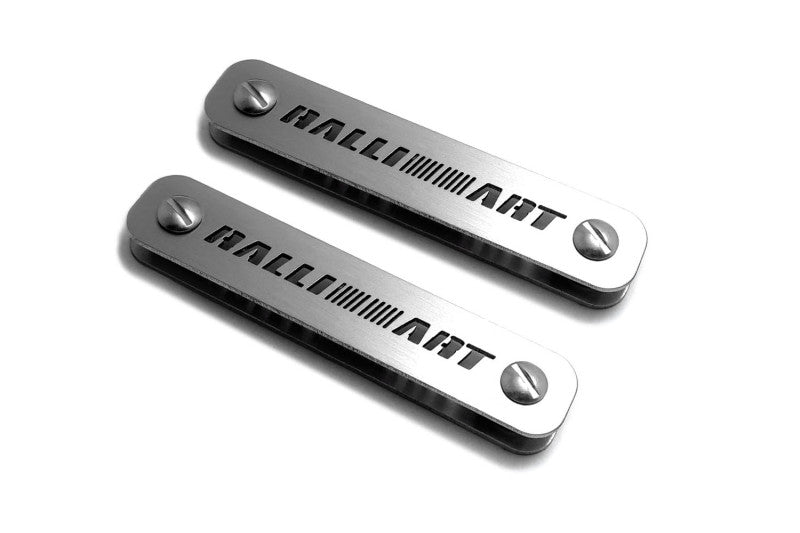 Stainless Steel Floor Mats Emblems Set Badges for Mitsubishi with Ralliart Logo Car Mats Badges Decoin