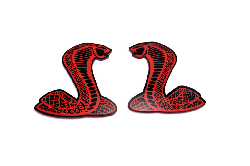 Ford emblem for fenders with Mustang Snake logo Ford emblems decoinfabric BLACK RED